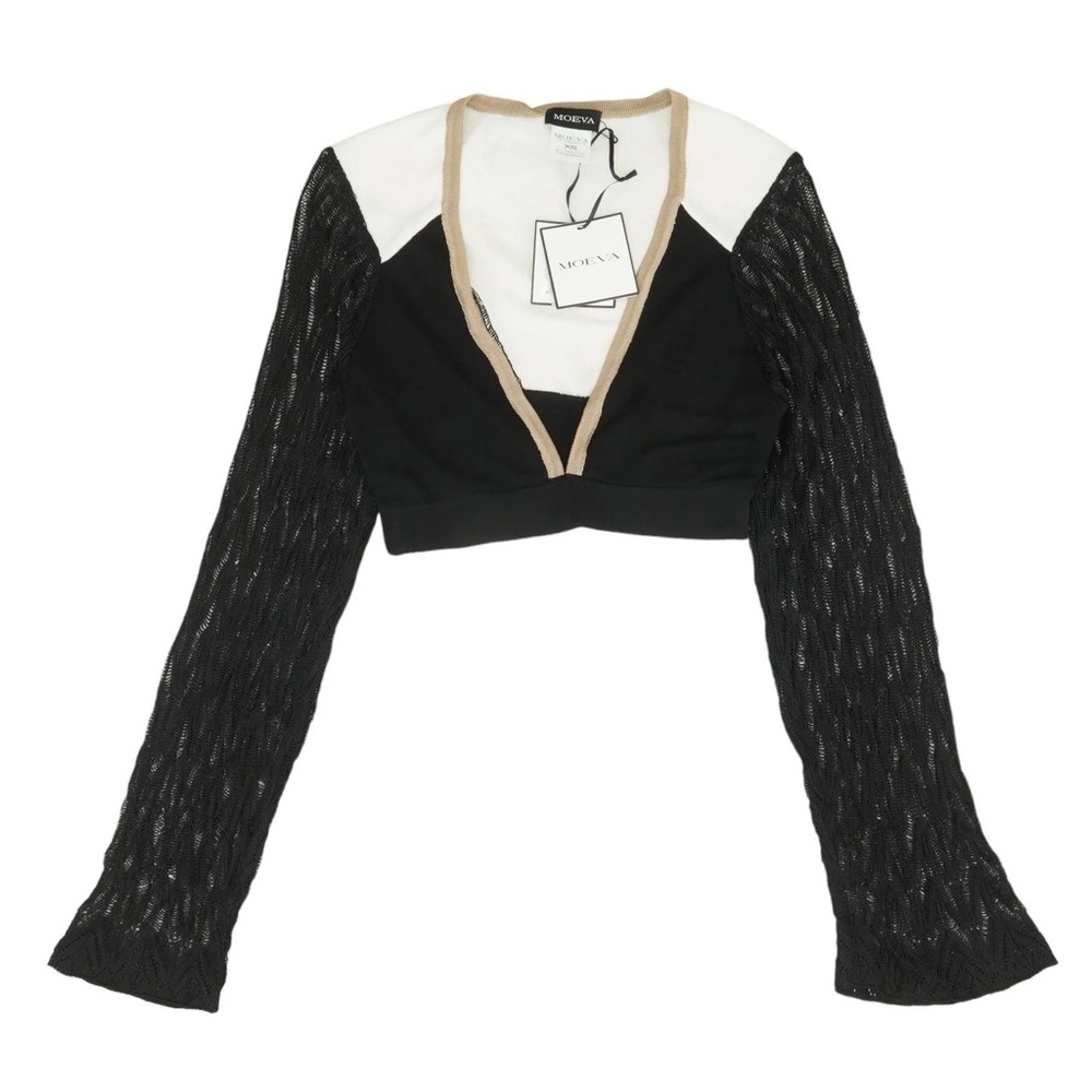 MOEVA Black and White Long Sleeve Blouse